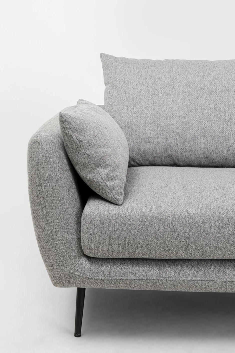 Sofa 3-osobowa 219 Cm Tapicerowana Szara Nogi Czarne*KARE Design Sale