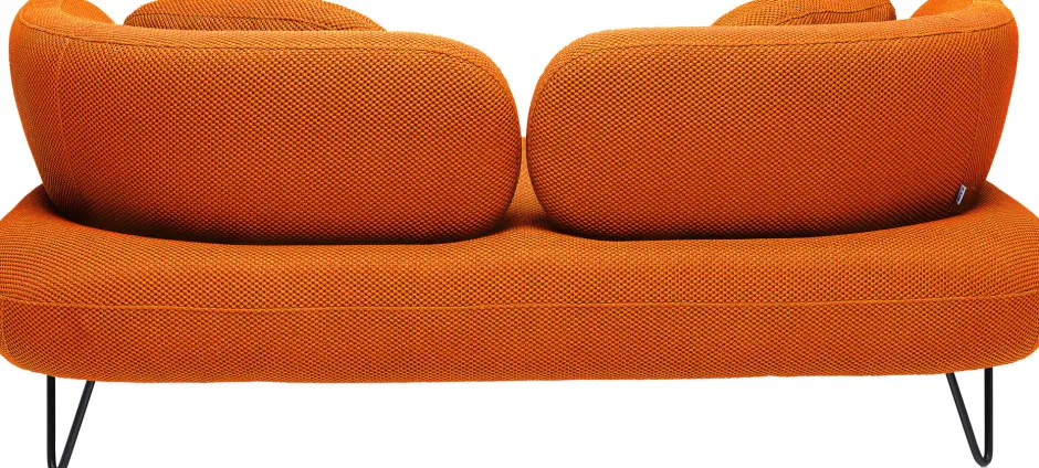 Sofa 2-osobowa Nowoczesna Tapicerka Pomarańczowa Nogi Czarne 182 Cm*KARE Design Clearance