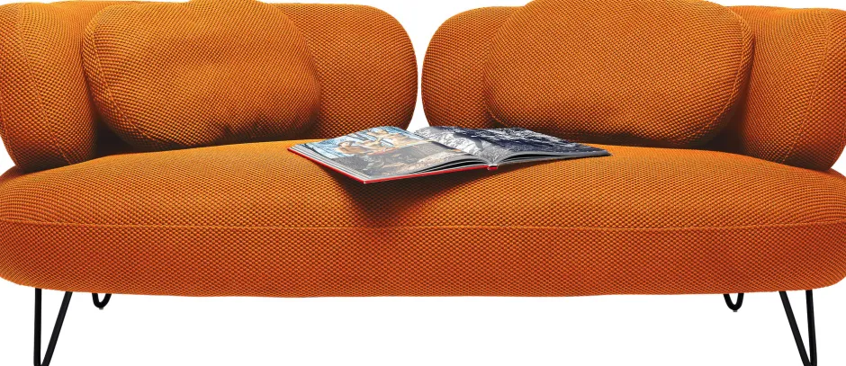 Sofa 2-osobowa Nowoczesna Tapicerka Pomarańczowa Nogi Czarne 182 Cm*KARE Design Clearance