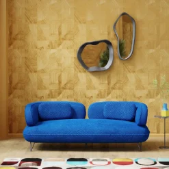 Sofa 2-osobowa Nowoczesna Tapicerka Niebieska Nogi Czarne 182 Cm*KARE Design New