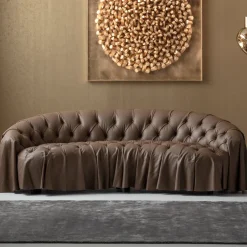 Sofa 3-osobowa Pikowana Brązowa Skóra Semianilinowa 226 Cm*KARE Design Sale