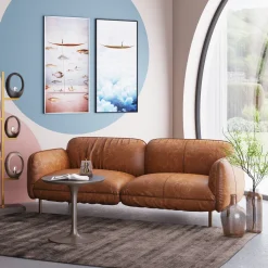 Sofa 3-osobowa Skóra Semianilinowa Brązowa 226 Cm*KARE Design Online
