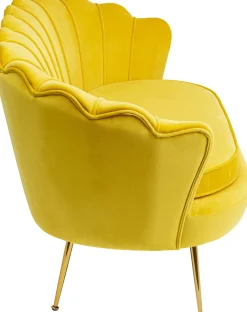 Sofa 2-osobowa Welurowa żółta 132 Cm Nogi Złote*KARE Design Best