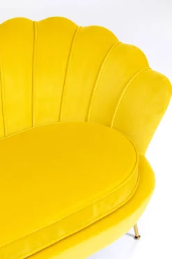 Sofa 2-osobowa Welurowa żółta 132 Cm Nogi Złote*KARE Design Best