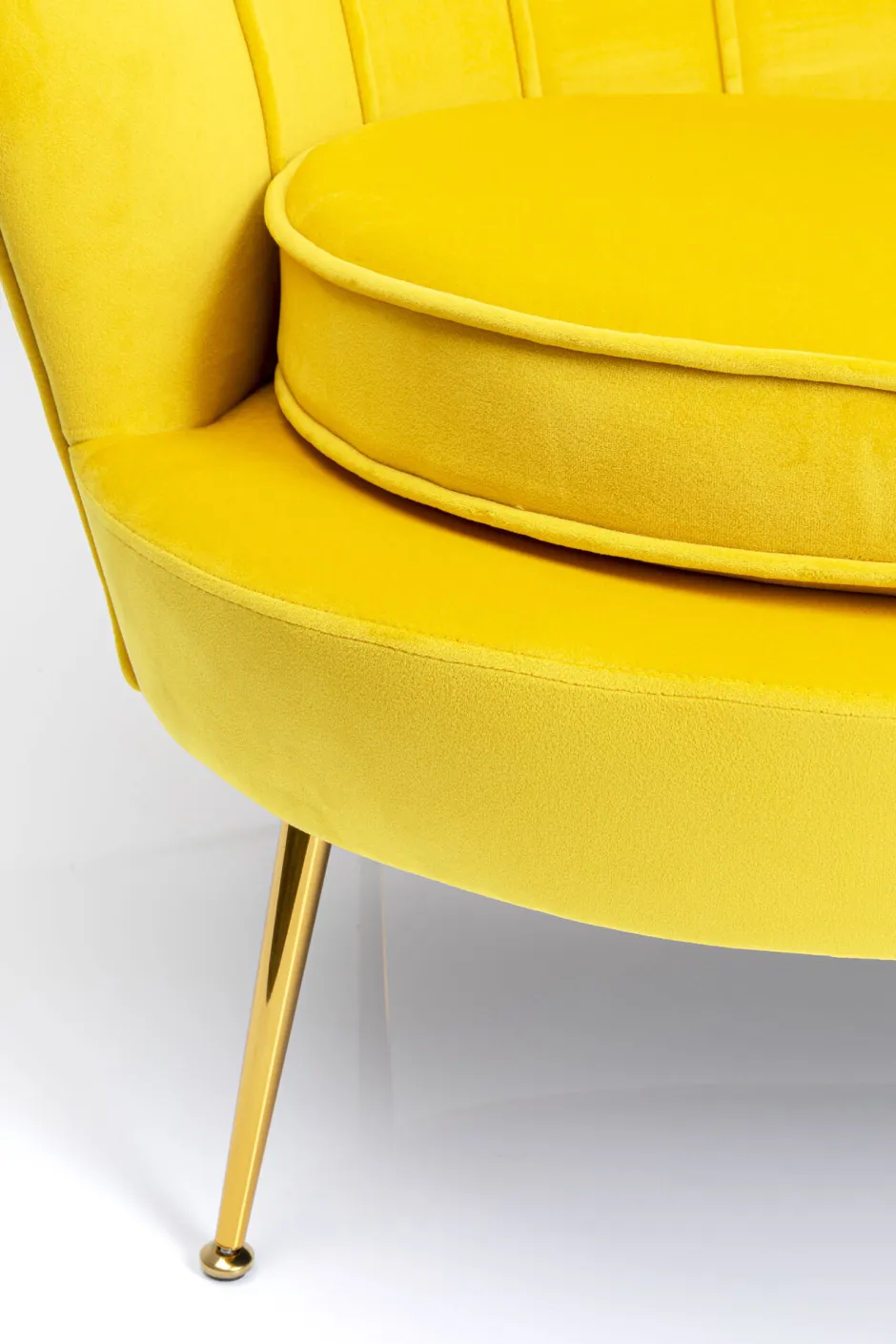 Sofa 2-osobowa Welurowa żółta 132 Cm Nogi Złote*KARE Design Best