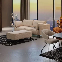 Sofa 3-os. Tapicerowana W Kolorze Szarym Nogi Stal Czarne 233 Cm*KARE Design Online