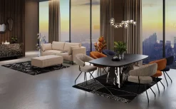 Sofa 3-os. Tapicerowana W Kolorze Szarym Nogi Stal Czarne 233 Cm*KARE Design Online