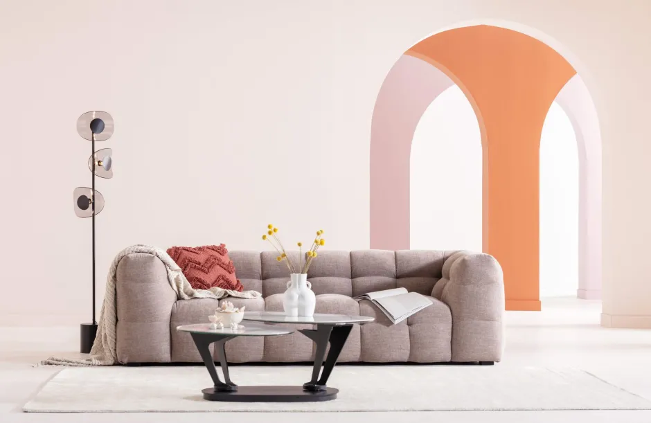 Sofa Pikowana 3-osobowa Jasnobrązowa 240 Cm*KARE Design