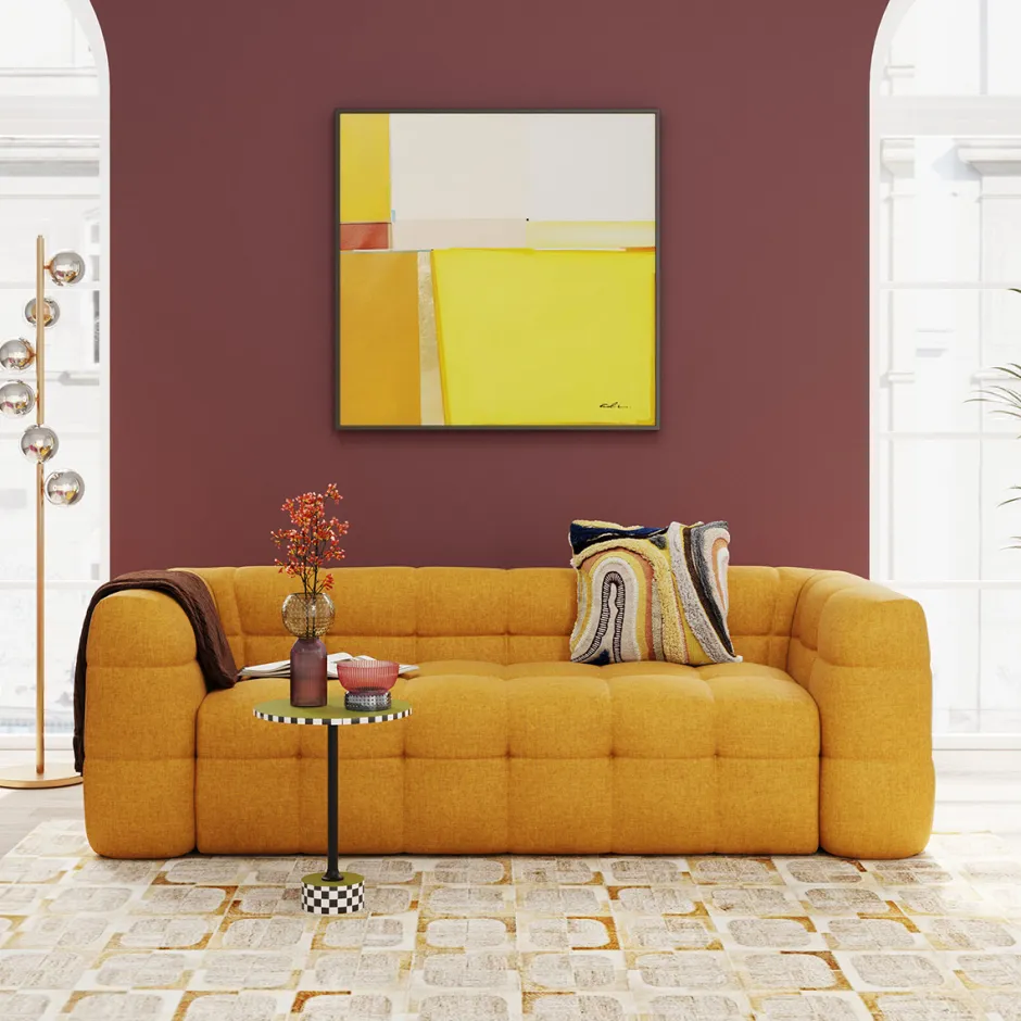 Sofa Pikowana 3-osobowa żółta 240 Cm*KARE Design Clearance
