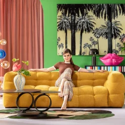 Sofa Pikowana 3-osobowa żółta 240 Cm*KARE Design Clearance