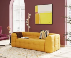 Sofa Pikowana 3-osobowa żółta 240 Cm*KARE Design Clearance