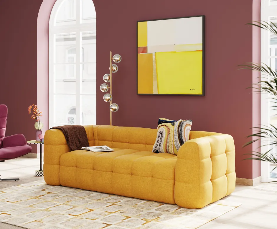 Sofa Pikowana 3-osobowa żółta 240 Cm*KARE Design Clearance