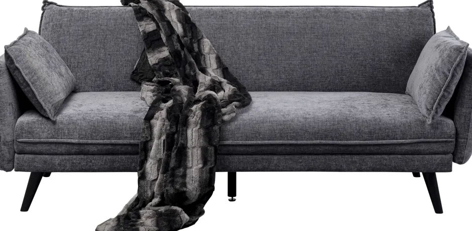 Sofa Rozkładana Do Salonu Szara Nogi Czarne Drewniane 216 Cm*KARE Design Online