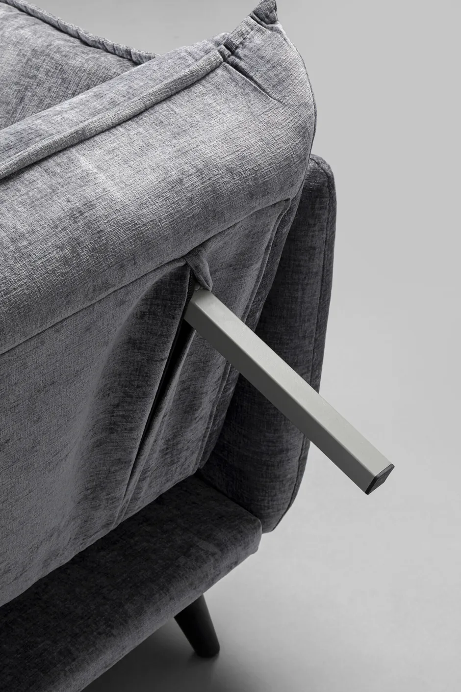 Sofa Rozkładana Do Salonu Szara Nogi Czarne Drewniane 216 Cm*KARE Design Online