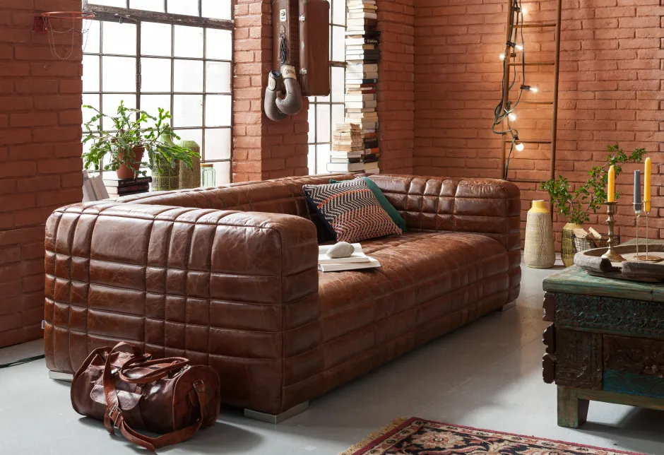 Sofa Square Dance 234x112 Cm Skóra Naturalna*KARE Design Outlet