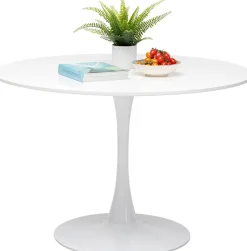 Stół Do Jadalni Biały Blat MDF Noga Stalowa Ø110 Cm*KARE Design Online