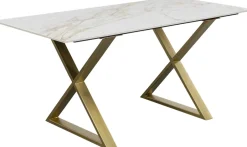 Stół Do Jadalni Blat Ceramiczny Nogi Złote Krzyżowe 160x80 Cm*KARE Design New