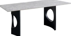 Stół Do Jadalni Blat Ceramiczny Odcienie Szarości Nogi Czarne Stalowe 180x90 Cm*KARE Design Discount