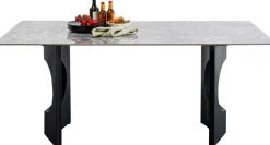 Stół Do Jadalni Blat Ceramiczny Odcienie Szarości Nogi Czarne Stalowe 180x90 Cm*KARE Design Discount
