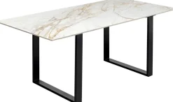 Stół Do Jadalni Blat Kamionkowy Nogi Czarne Stalowe 180x90 Cm*KARE Design Best
