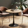 Stół Do Jadalni Blat MDF Kolor Dębowy Noga Stalowa Czarna Ø80 Cm*KARE Design