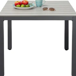 Stół Ogrodowy Blat Kwadratowy Szary Polywood Nogi Z Aluminium 80x80 Cm*KARE Design Discount