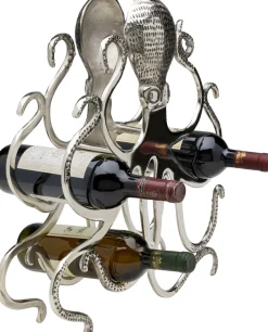 Stojak Na Wino Srebrny Z Aluminium Kształt Ośmiornicy 44x49 Cm*KARE Design New