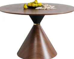 Stół Okrągły Blat Fornirowany Orzech Ø120 Cm Podstawa Stalowa*KARE Design Best