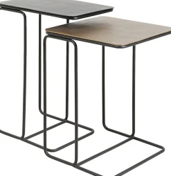 Stoliki Pomocnicze Blaty Aluminiowe Nogi Stalowe Czarny I Złoty 2-set*KARE Design Hot