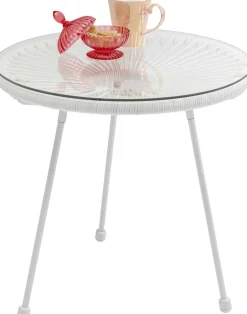 Stolik Kawowy Acapulco Ø50 Cm Biały - Blat Szklany*KARE Design New