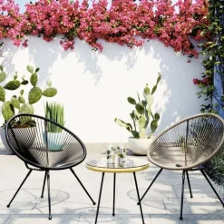 Stolik Kawowy Acapulco Ø50 Cm Naturalny - Blat Szklany*KARE Design Outlet