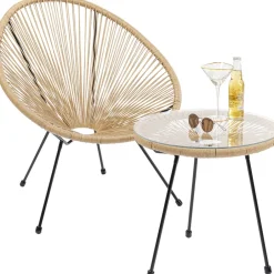 Stolik Kawowy Acapulco Ø50 Cm Naturalny - Blat Szklany*KARE Design Outlet