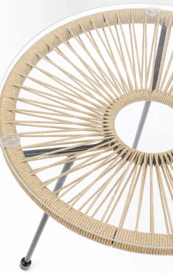 Stolik Kawowy Acapulco Ø50 Cm Naturalny - Blat Szklany*KARE Design Outlet