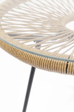 Stolik Kawowy Acapulco Ø50 Cm Naturalny - Blat Szklany*KARE Design Outlet