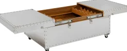 Stolik Kawowy Barek Rozkładany Srebrny Na Kółkach Stal Nierdzewna 120x75 Cm*KARE Design