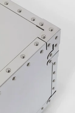 Stolik Kawowy Barek Rozkładany Srebrny Na Kółkach Stal Nierdzewna 120x75 Cm*KARE Design