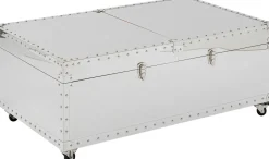 Stolik Kawowy Barek Rozkładany Srebrny Na Kółkach Stal Nierdzewna 120x75 Cm*KARE Design