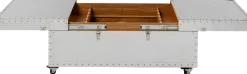 Stolik Kawowy Barek Rozkładany Srebrny Na Kółkach Stal Nierdzewna 120x75 Cm*KARE Design