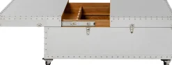 Stolik Kawowy Barek Rozkładany Srebrny Na Kółkach Stal Nierdzewna 120x75 Cm*KARE Design