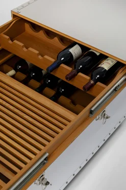 Stolik Kawowy Barek Rozkładany Srebrny Na Kółkach Stal Nierdzewna 120x75 Cm*KARE Design
