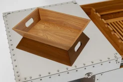 Stolik Kawowy Barek Rozkładany Srebrny Na Kółkach Stal Nierdzewna 120x75 Cm*KARE Design