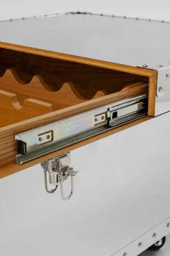 Stolik Kawowy Barek Rozkładany Srebrny Na Kółkach Stal Nierdzewna 120x75 Cm*KARE Design