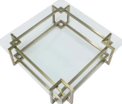 Stolik Kawowy Clara 120x120 Cm Złoty - Blat Szklany*KARE Design