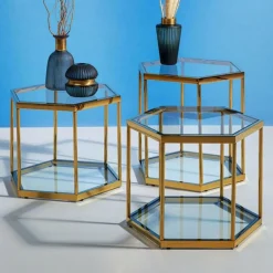 Stolik Kawowy Comb 55x48 Cm Złoty*KARE Design