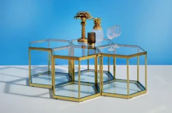 Stolik Kawowy Comb 55x48 Cm Złoty*KARE Design