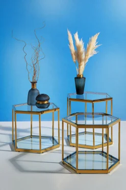 Stolik Kawowy Comb 55x48 Cm Złoty*KARE Design