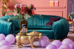 Stolik Kawowy Hippo 80 Cm Złoty - Blat Szklany*KARE Design New