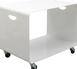 Stolik Kawowy Na Kółkach Biały Stalowy Z Półką 60x40 Cm*KARE Design Discount