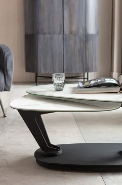 Stolik Kawowy Obrotowy Franklin 150x58 Cm Blaty Szklane*KARE Design