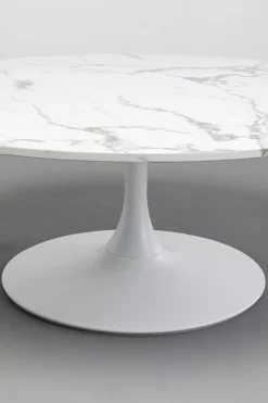 Stolik Kawowy Okrągły Biały Blat MDF Imitacja Marmuru Ø110 Cm*KARE Design Sale